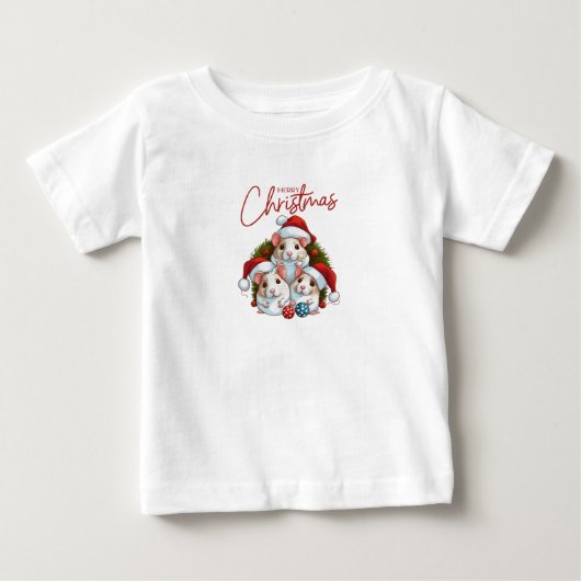 赤い白いクリスマス ベビーTシャツ (正面)