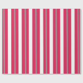 赤い白いグレーのストライプ ラッピングペーパー (フラット)