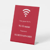 赤い白いゲスト顧客wifiネットワークパスワード 台座サイン (正面)