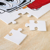 赤い白いゴミのトラックの漫画 ジグソーパズル (側面)