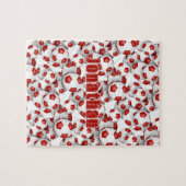 赤い白いサッカーチームが男の子の名前を色付けする ジグソーパズル (横)