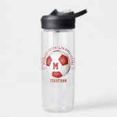 赤い白いサッカーチームはキッズ10代を彩カスタムる ウォーターボトル (左面)