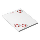 赤い白いサッカーボールパーソナライズされた3個 ノートパッド (アングル)