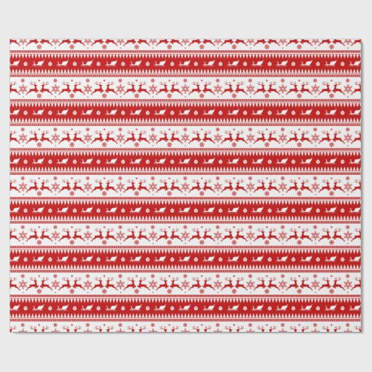 赤い白いスカンジナビアの美しい島のクリスマスプレゼント ラッピングペーパー (フラット)