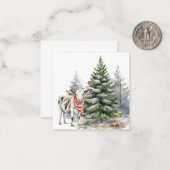 赤い白いスカーフを巻いたかわいい子牛のメモカード ノートカード (正面/裏面インサイチュ)