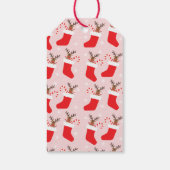 赤い白いストッキングのトナカイ ギフトタグ (裏面)