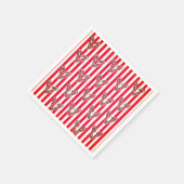 赤い白いストライプハート スタンダードカクテルナプキン (角)