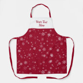 赤い白いスノーフレークのパターンのクリスマス エプロン (正面)