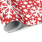 赤い白いスノーフレークのパターンのラッピング ラッピングペーパー (ロールコーナー)
