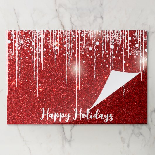 赤い白いスノーフレーク雪の滴りパターン ペーパーパッド (折り畳み)