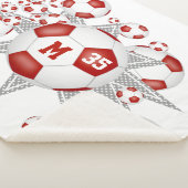 赤い白いスポーツルームのサッカーボールのパンク シェルパブランケット (3/4)