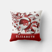 赤い白いスポーツルームガールズバスケットボール クッション (裏面)