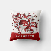 赤い白いスポーツルームガールズバスケットボール クッション (裏面)