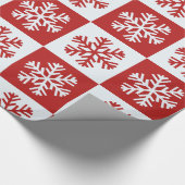赤い白いチェッカーボードのスノーフレーク包装紙 ラッピングペーパー (角)