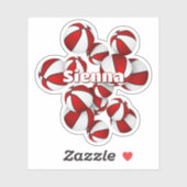 赤い白いチームカラーのバスケットボールの子供の名前 シール (シート)