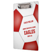 赤い白いチームカラーのパーソナライズされたサッカーコーチ クリップボード (左)