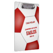 赤い白いチームカラーのパーソナライズされたサッカーコーチ クリップボード (右)