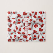 赤い白いチームカラーの女の子サッカー ジグソーパズル (横)