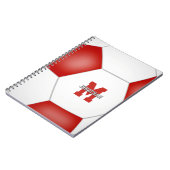 赤い白いチームカラーの男の子サッカー ノートブック (左側)