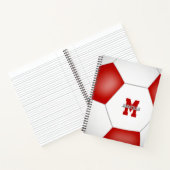 赤い白いチームカラーの男の子サッカー ノートブック (内部)