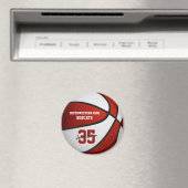 赤い白いチームカラーの男の子バスケットボール マグネット (インサイチュ (食洗機))