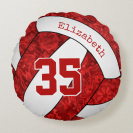 赤い白いチームカラーガールズバレーボールルームデカール ラウンドクッション