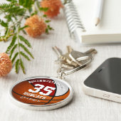 赤い白いチームカラーズガールズバスバスケットボール キーホルダー (側面)