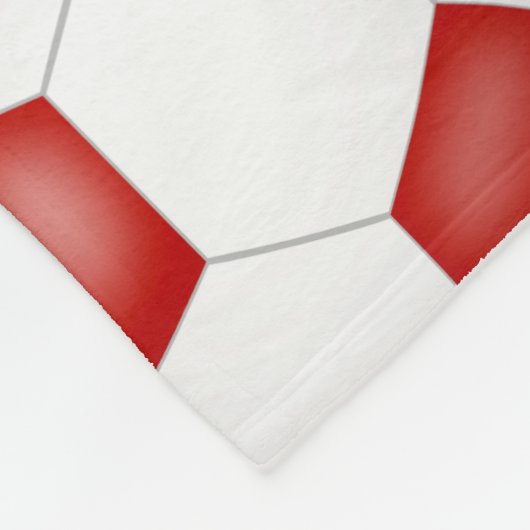 赤い白いチームカラー私はサッカーの文字パターンが大好き フリースブランケット (角)