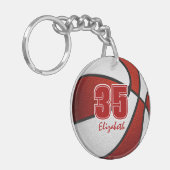 赤い白いチームスポーツギフト女の子バスケットボール キーホルダー (正面左)