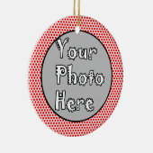 赤い白いドットの黒いトリムフォトフレーム セラミックオーナメント (右)