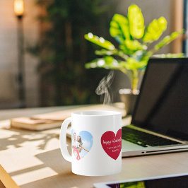 赤い白いハート写真バレンタインデー コーヒーマグカップ