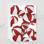 赤い白いバスケットの子供のスポーツ誕生日 招待状 (裏面)