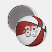 赤い白いバスケットチームのパーティー マグネット (正面/裏面)