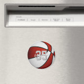 赤い白いバスケットチームのパーティー マグネット (インサイチュ (食洗機))