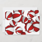 赤い白いバスケットボールの女の子の誕生日パーティー 招待状 (裏面)