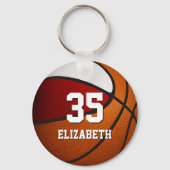 赤い白いバスケットボールの終わりの季節の宴会の好意 キーホルダー (正面)