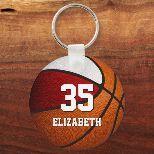 赤い白いバスケットボールの終わりの季節の宴会の好意 キーホルダー (裏面)