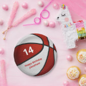 赤い白いバスケットボールの誕生日パーティー ペーパープレート (パーティー)