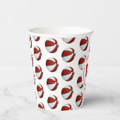 赤い白いバスケットボールの誕生日パーティー 紙コップ (右)