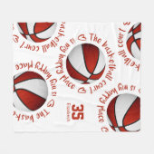 赤い白いバスケットボールコート私の幸せな場所のスポーツ フリースブランケット (正面(横))