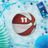 赤い白いバスケットボール女子スポーツパーティー ペーパープレート (パーティー)