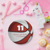 赤い白いバスケットボール女子スポーツパーティー ペーパープレート (パーティー)