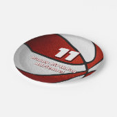 赤い白いバスケットボール女子スポーツパーティー ペーパープレート (アングル)