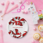 赤い白いバスケットボール若いアスリート誕生日 ペーパープレート (パーティー)