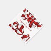 赤い白いバスケット子供の誕生日パーティー スタンダードカクテルナプキン (角)