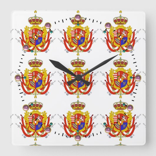 赤い白いバナートスカーナ大公国 スクエア壁時計 (正面)