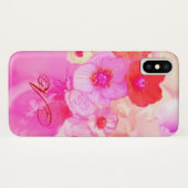 赤い白いバラとピンクのアネモネ花モノグラム Case-Mate iPhoneケース (裏面(横))