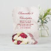 赤い白いバラの花束とド結婚レス 招待状 (スタンド正面)