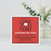 赤い白いバレンタインデー招待状 招待状 (スタンド正面)