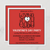 赤い白いバレンタインデー招待状 招待状 (正面/裏面)